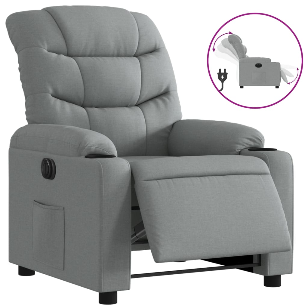 Fauteuil elektrisch verstelbaar stof lichtgrijs