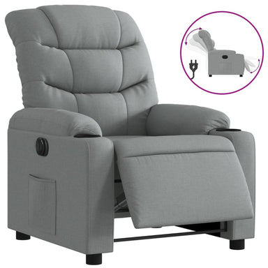 Fauteuil elektrisch verstelbaar stof lichtgrijs