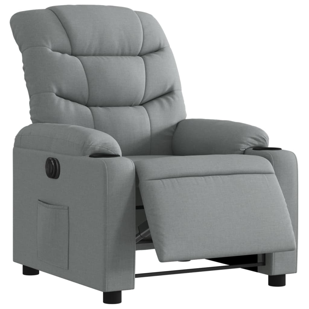 Fauteuil elektrisch verstelbaar stof lichtgrijs