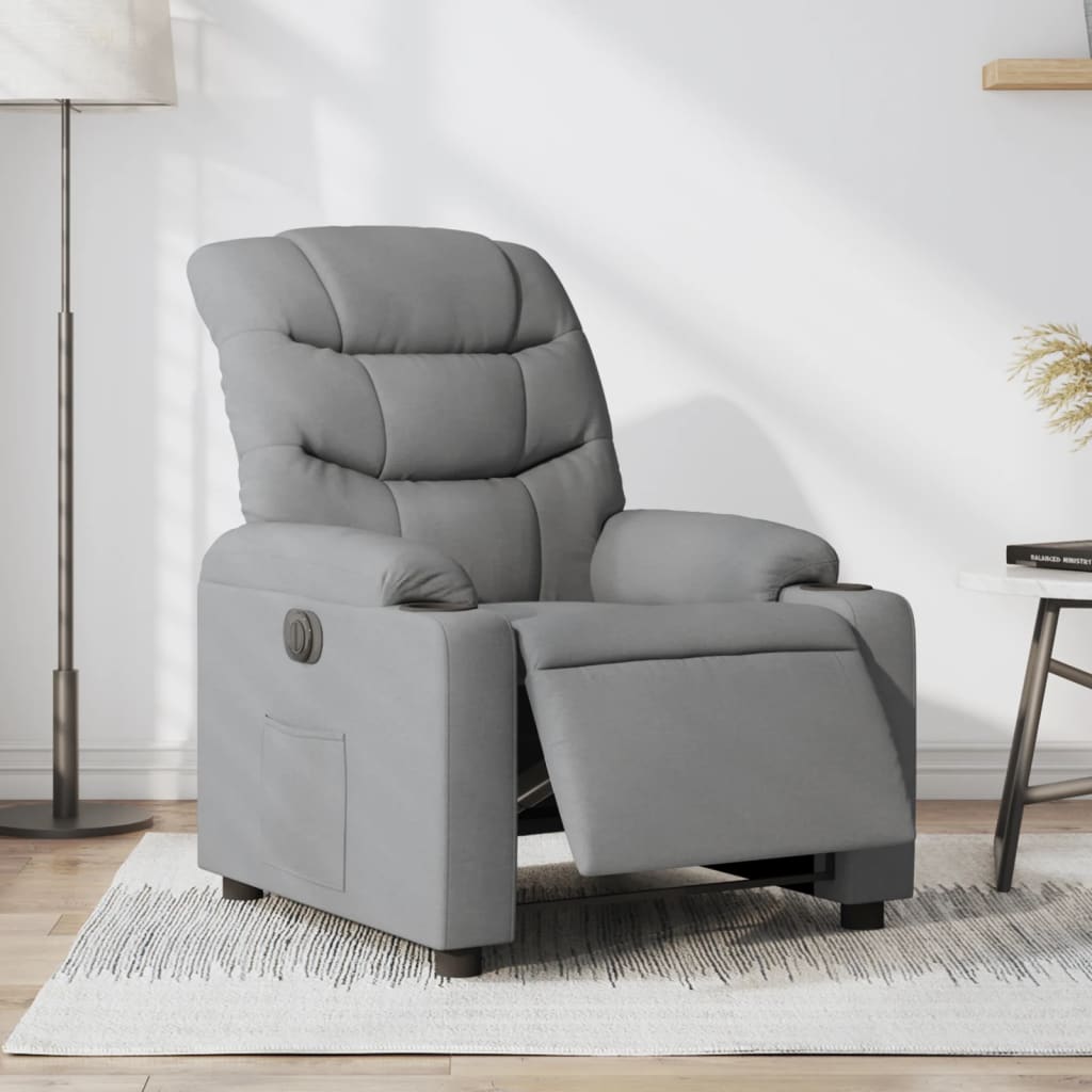 Fauteuil elektrisch verstelbaar stof lichtgrijs