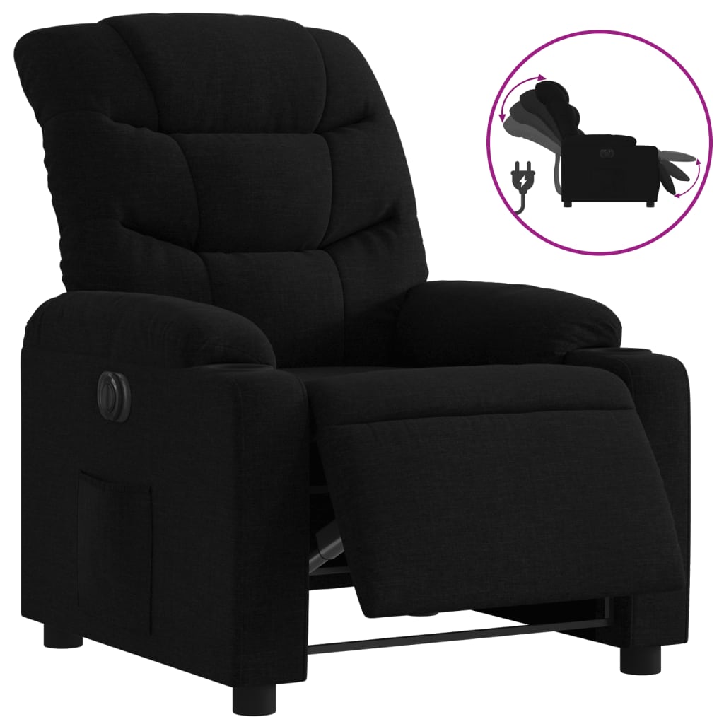 Fauteuil verstelbaar elektrisch stof zwart