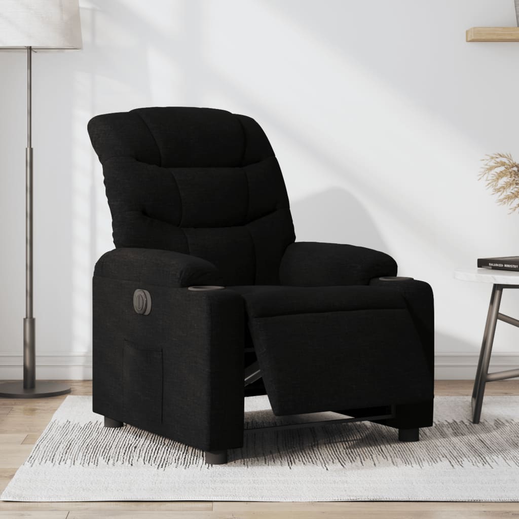 Fauteuil verstelbaar elektrisch stof zwart