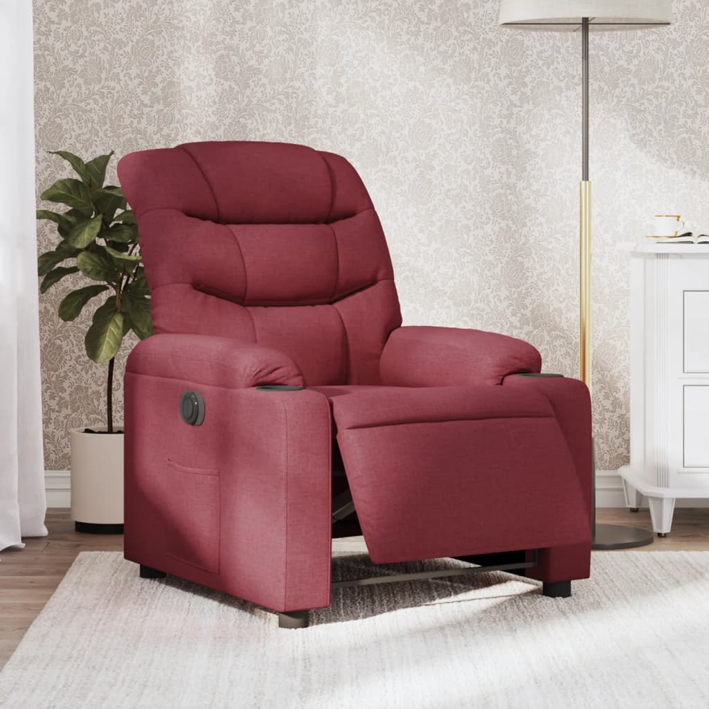 Fauteuil verstelbaar elektrisch stof wijnrood