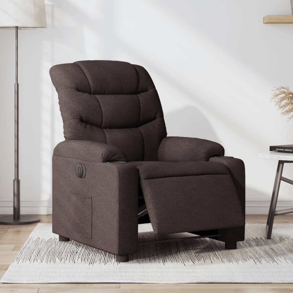 Fauteuil verstelbaar elektrisch stof donkerbruin