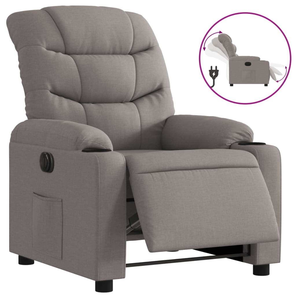 Fauteuil verstelbaar elektrisch stof taupe