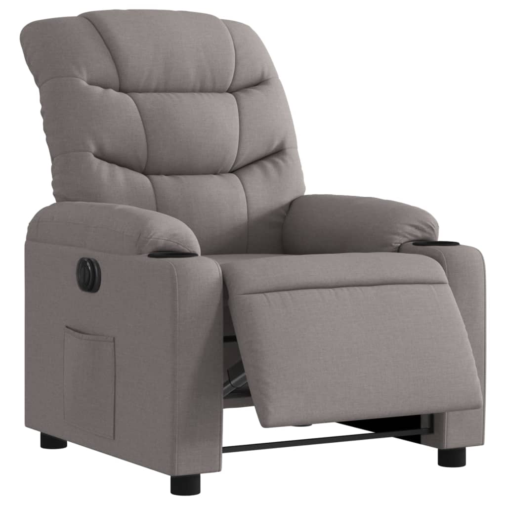 Fauteuil verstelbaar elektrisch stof taupe