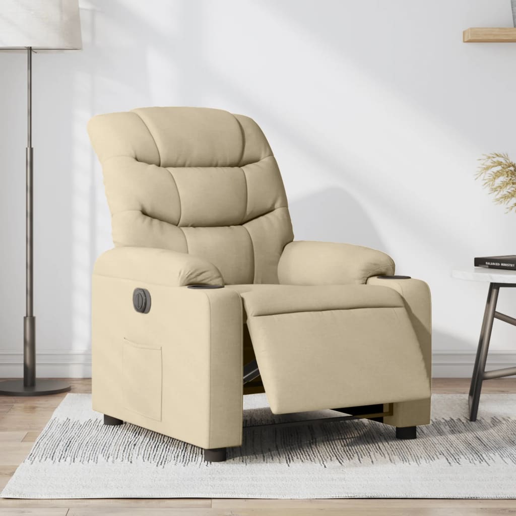 Fauteuil verstelbaar elektrisch stof crèmekleurig