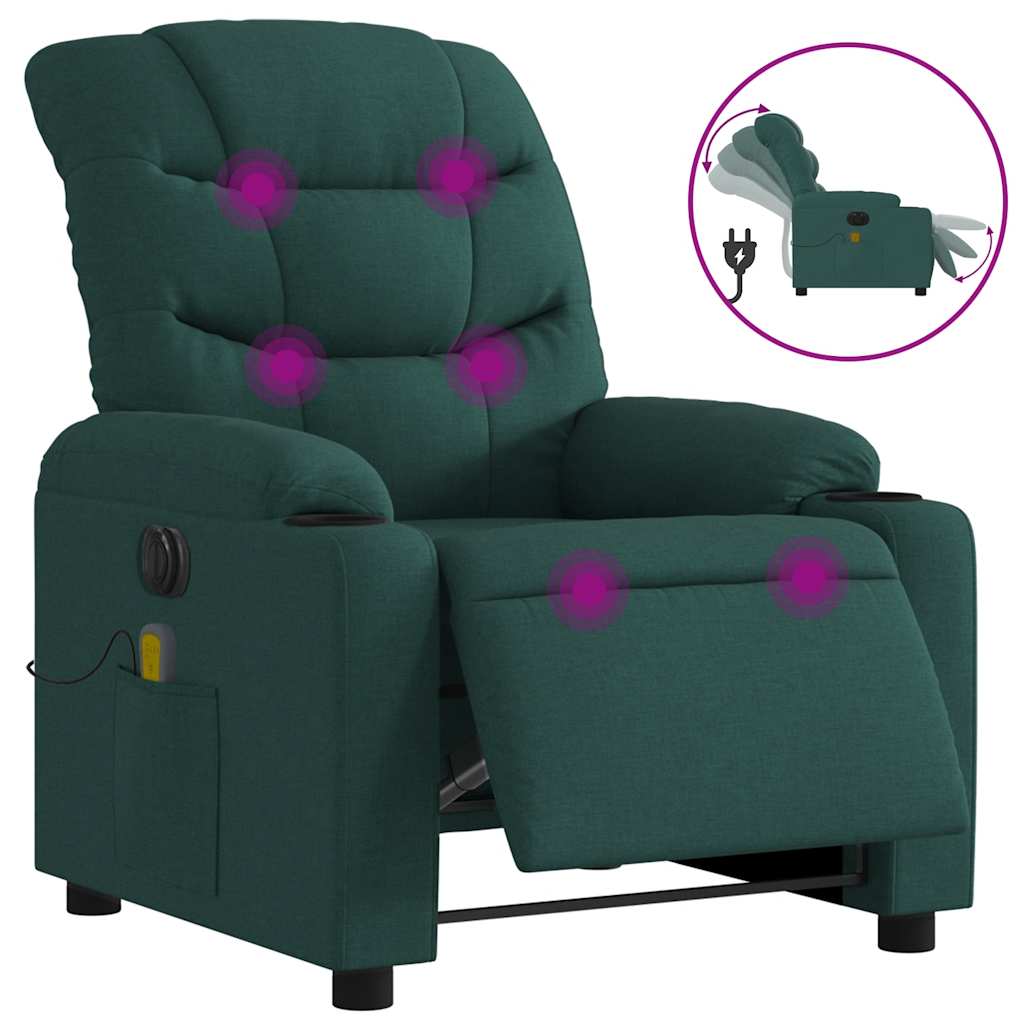 Massagestoel elektrisch verstelbaar stof donkergroen