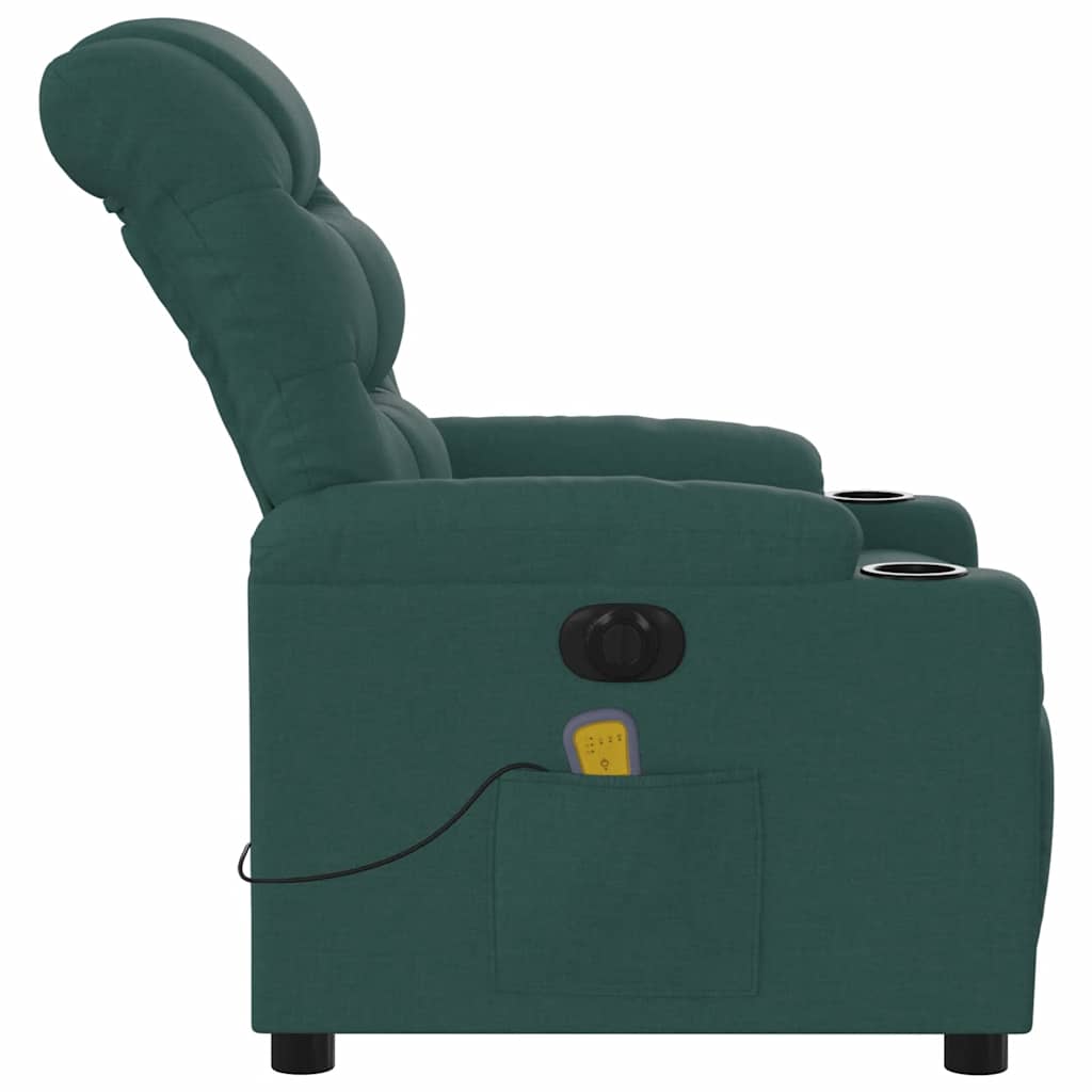 Massagestoel elektrisch verstelbaar stof donkergroen