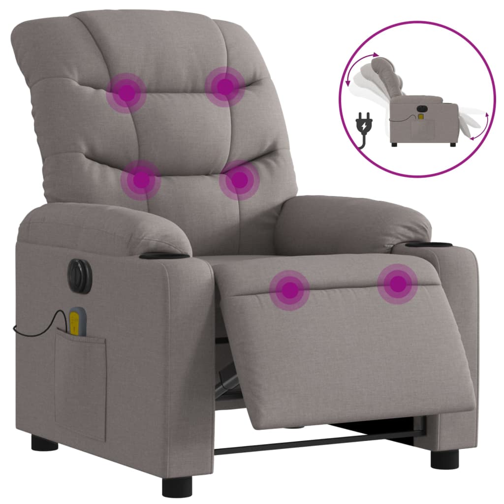 Massagestoel elektrisch verstelbaar stof taupe