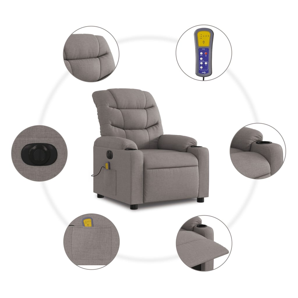 Massagestoel elektrisch verstelbaar stof taupe