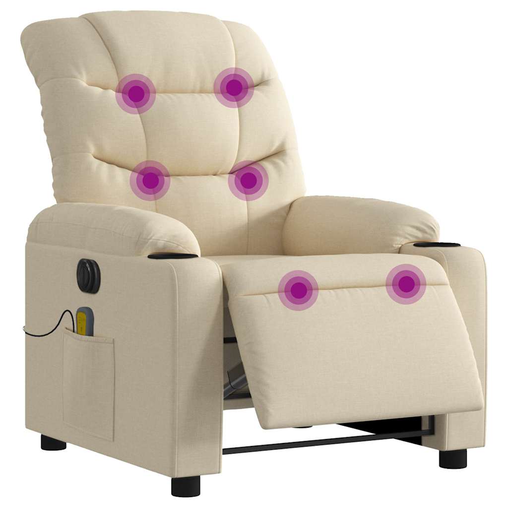 Massagestoel elektrisch verstelbaar stof crèmekleurig