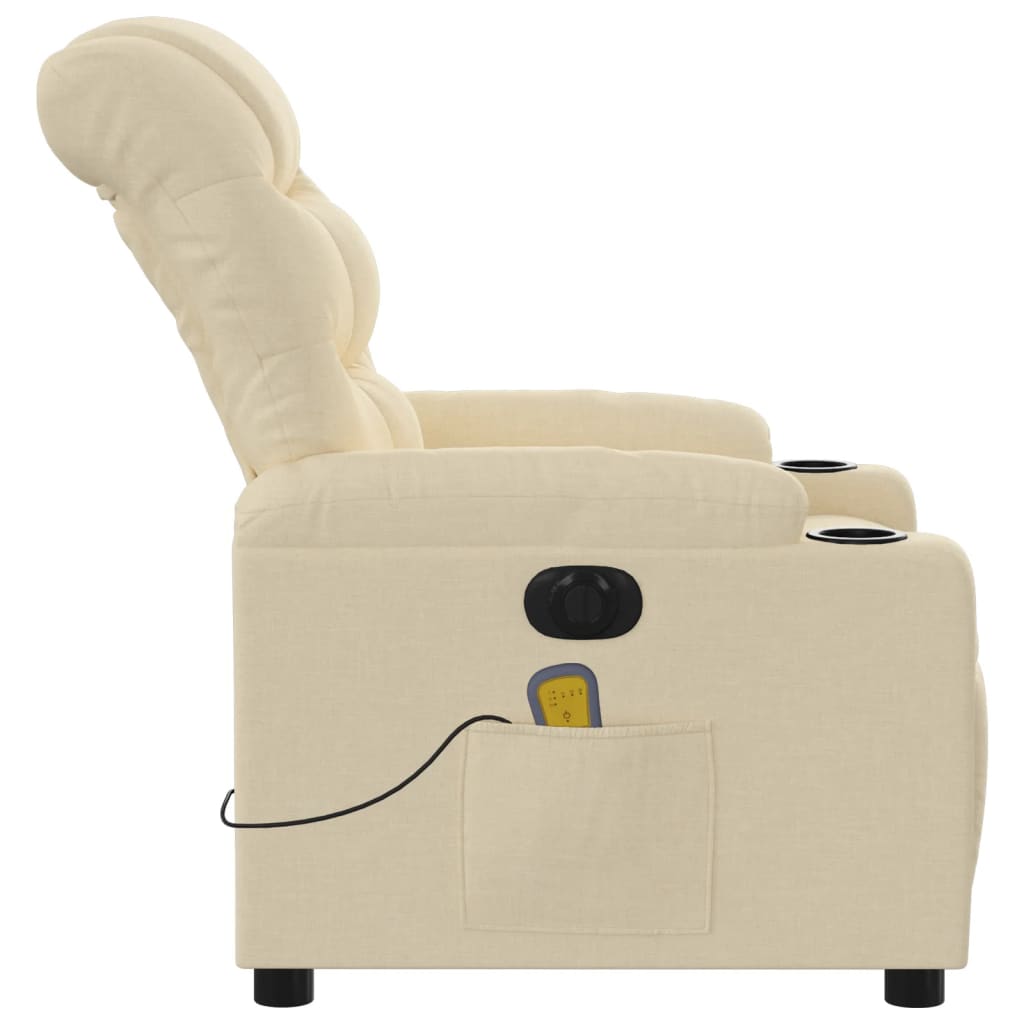 Massagestoel elektrisch verstelbaar stof crèmekleurig