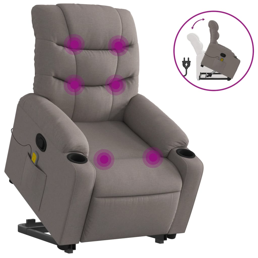 Sta-op-massagestoel verstelbaar stof taupe