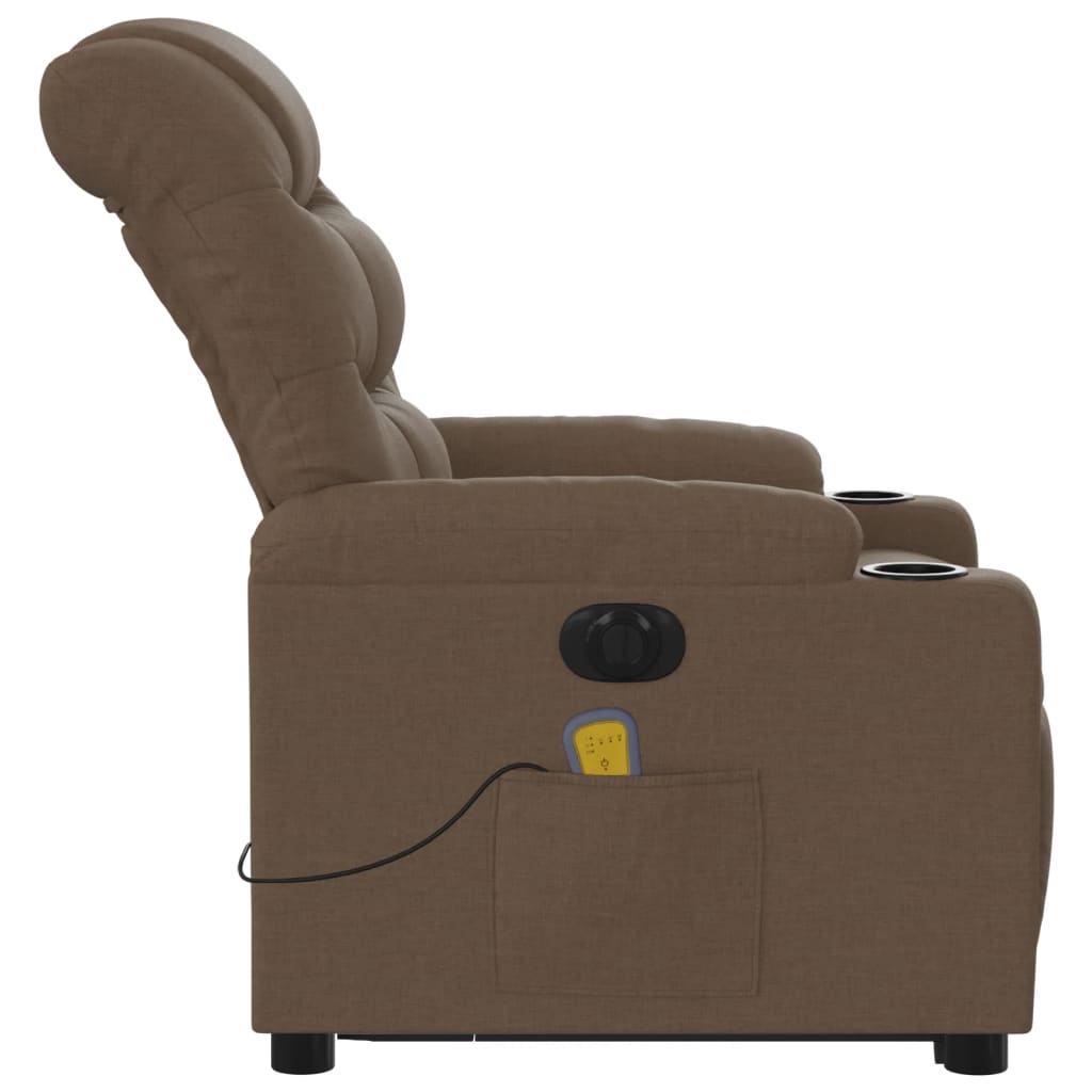 Sta-op-massagestoel elektrisch verstelbaar stof bruin