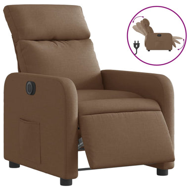 Fauteuil verstelbaar elektrisch stof bruin