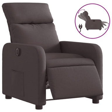 Fauteuil verstelbaar elektrisch stof donkerbruin