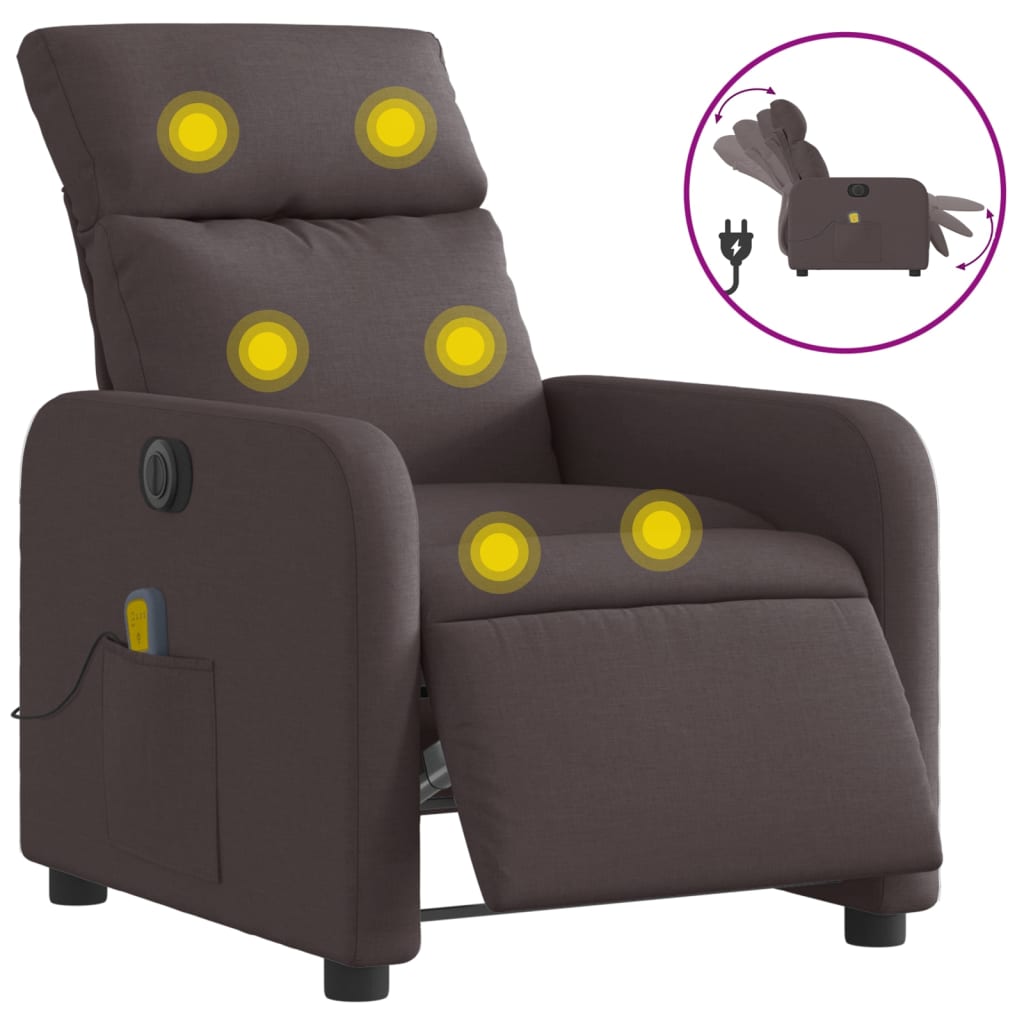 Massagestoel elektrisch verstelbaar stof donkerbruin