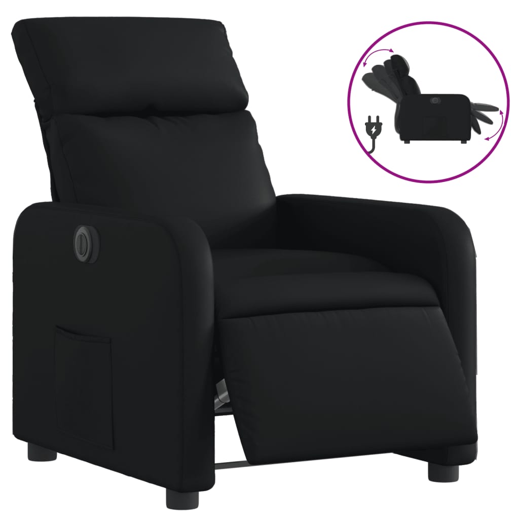 Fauteuil elektrisch verstelbaar kunstleer zwart