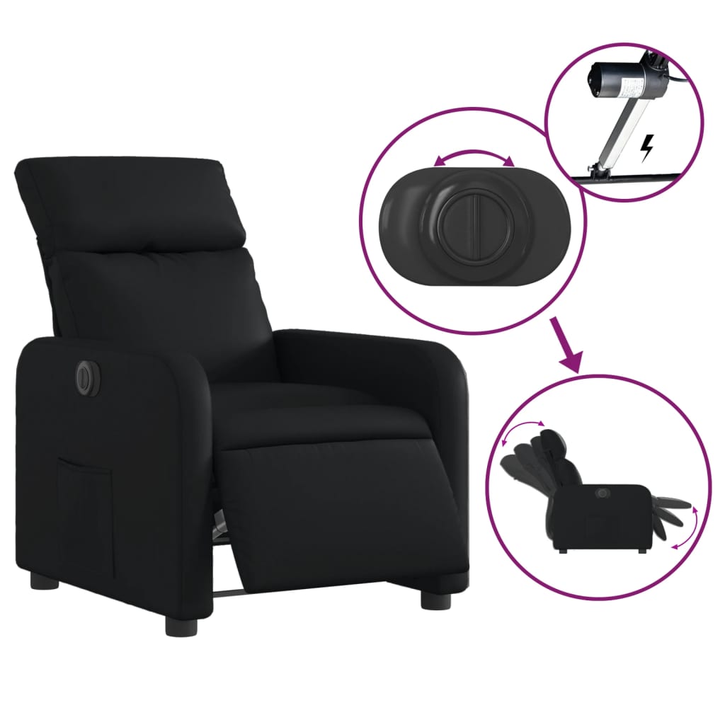 Fauteuil elektrisch verstelbaar kunstleer zwart