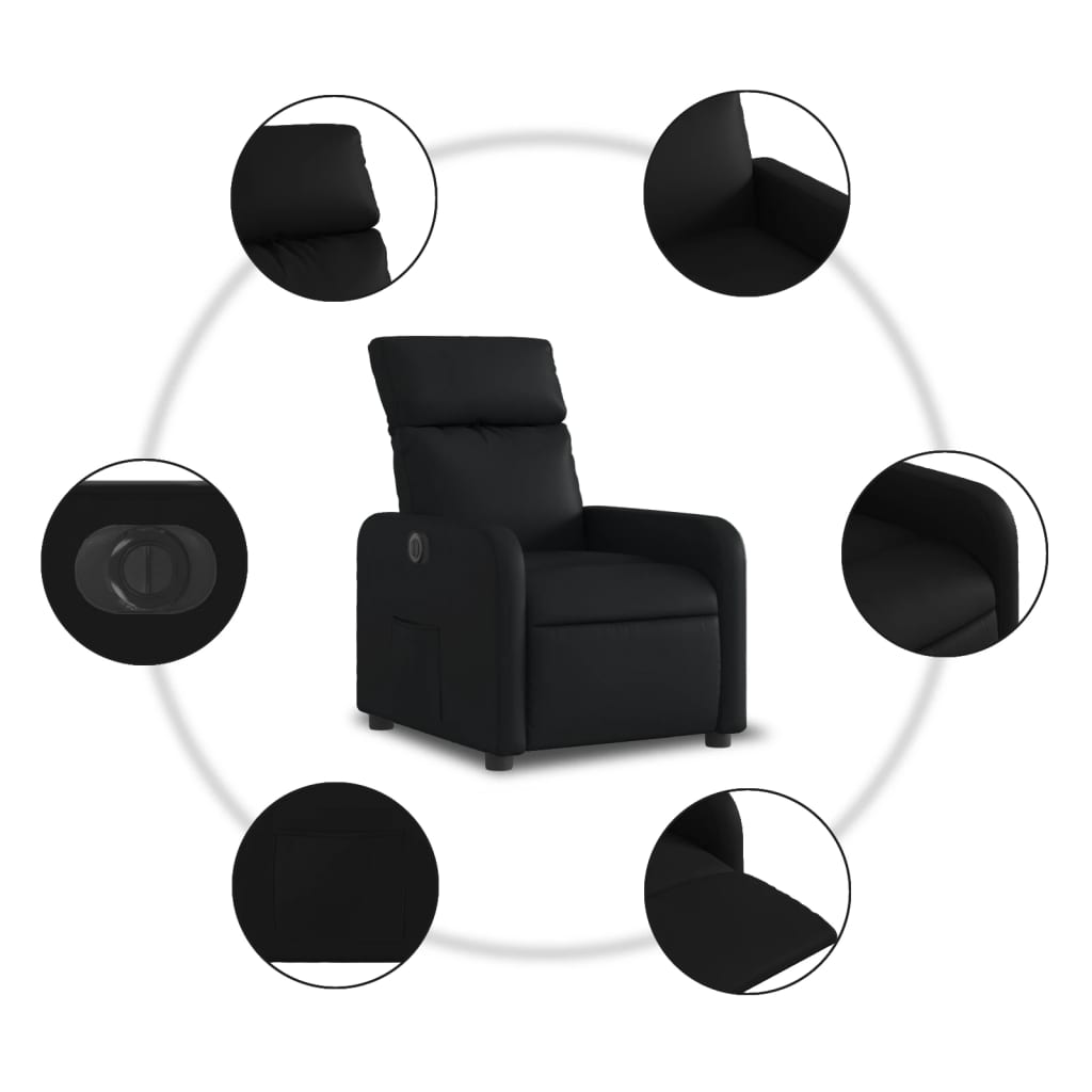 Fauteuil elektrisch verstelbaar kunstleer zwart