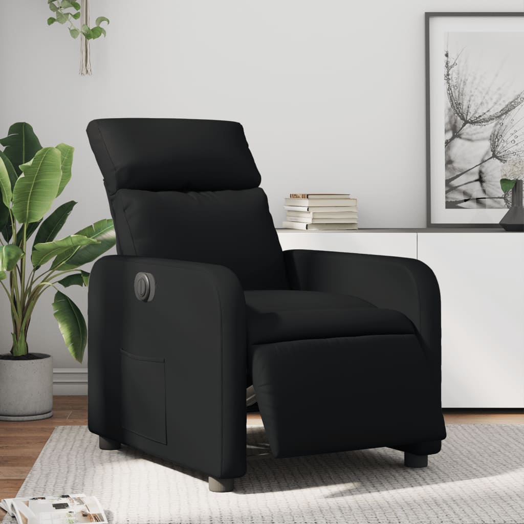 Fauteuil elektrisch verstelbaar kunstleer zwart