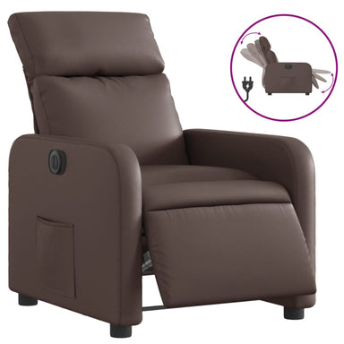 Fauteuil verstelbaar elektrisch kunstleer bruin