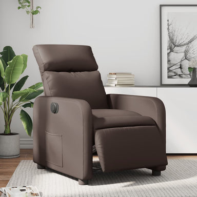 Fauteuil verstelbaar elektrisch kunstleer bruin