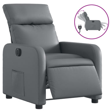 Fauteuil verstelbaar elektrisch kunstleer grijs
