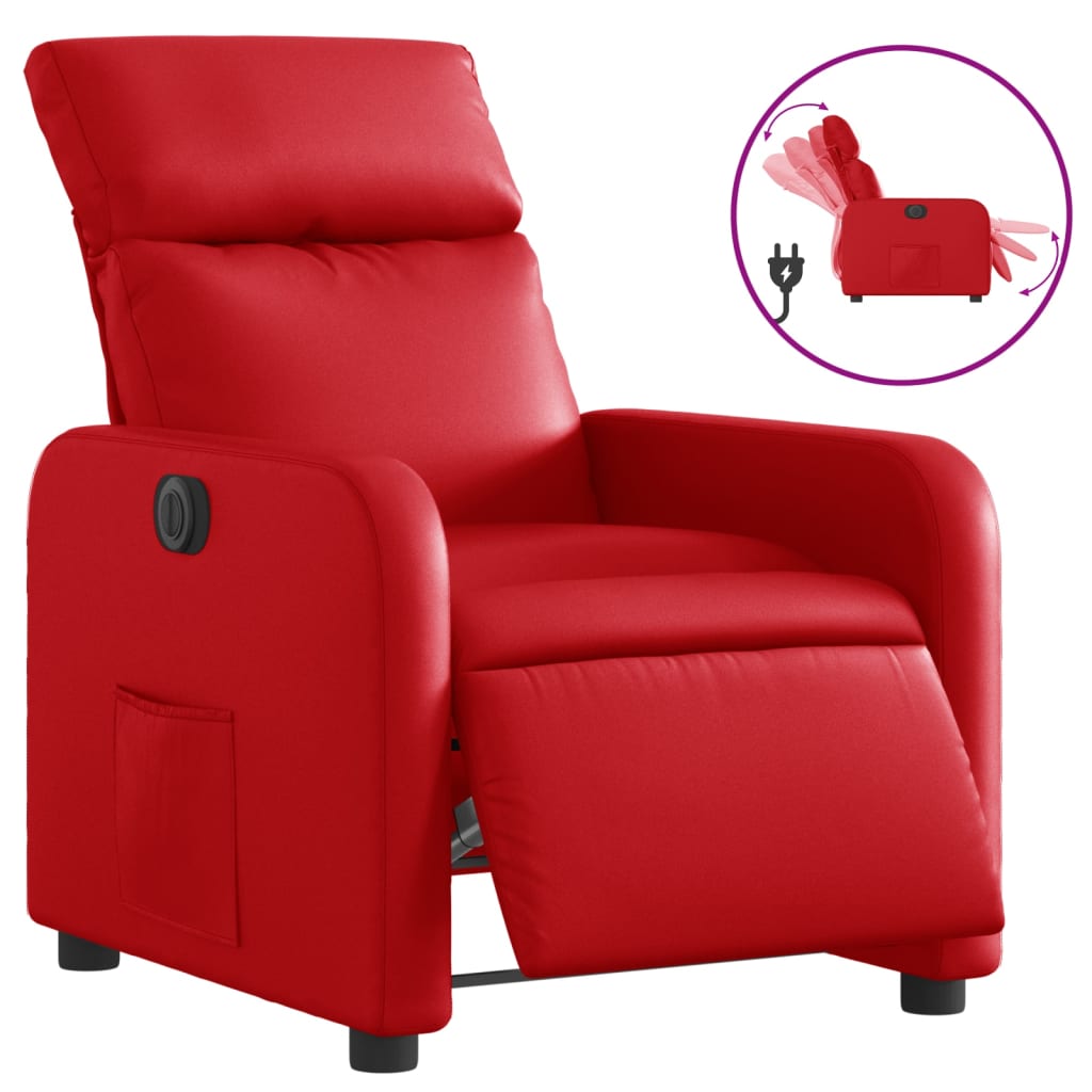 Fauteuil verstelbaar elektrisch kunstleer rood