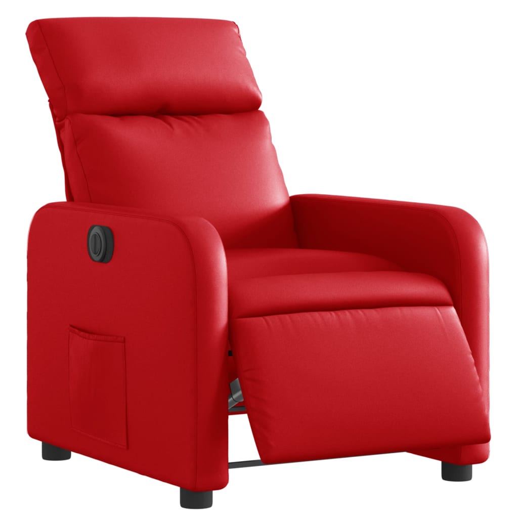 Fauteuil verstelbaar elektrisch kunstleer rood