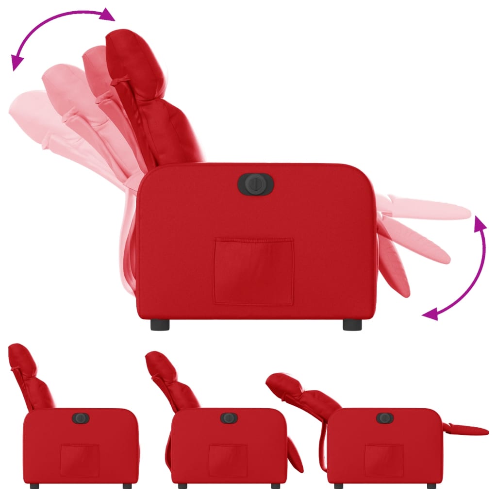 Fauteuil verstelbaar elektrisch kunstleer rood