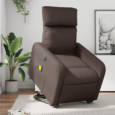 Sta-op-massagestoel elektrisch kunstleer bruin