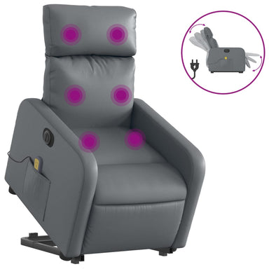 Sta-op-massagestoel elektrisch kunstleer grijs