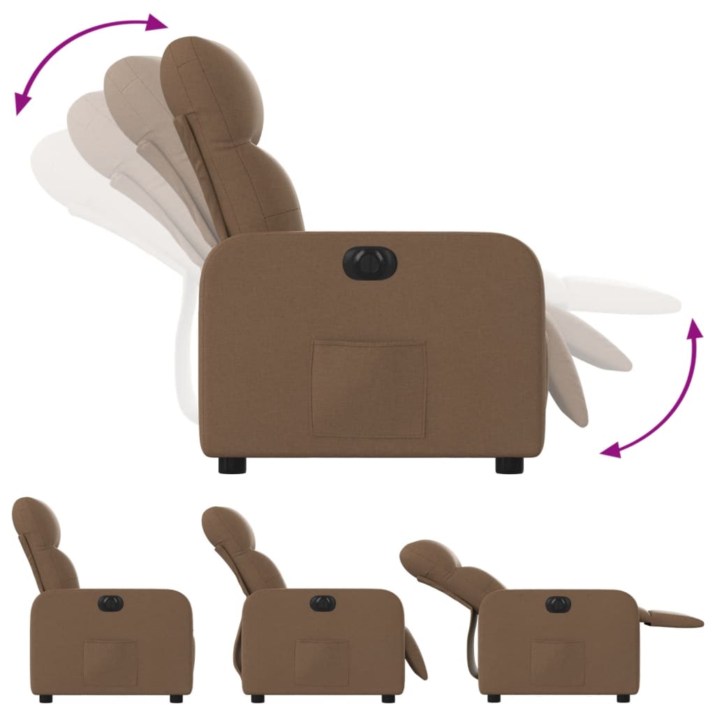 Fauteuil verstelbaar elektrisch stof bruin