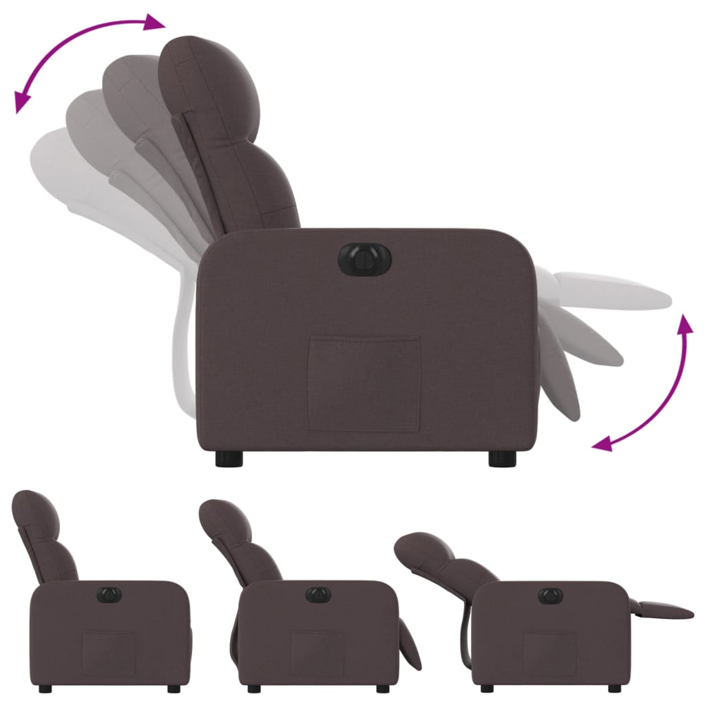 Fauteuil verstelbaar elektrisch stof donkerbruin