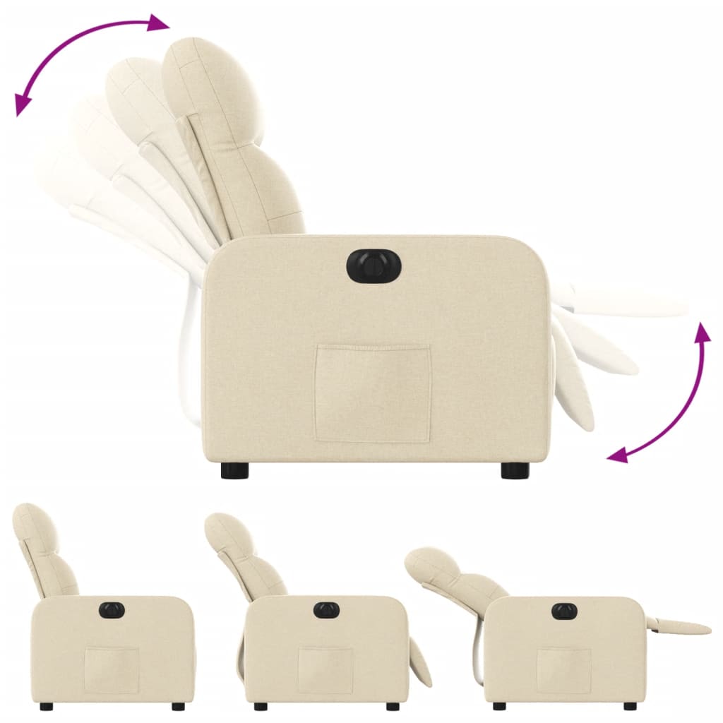 Fauteuil verstelbaar elektrisch stof crèmekleurig