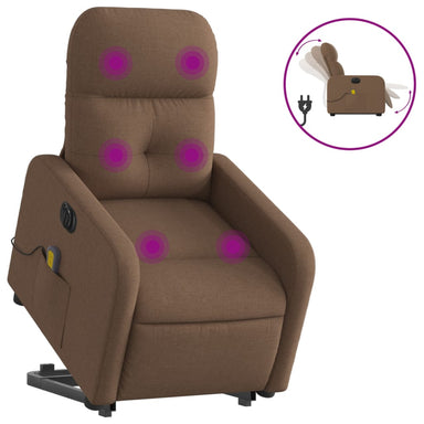 Sta-op-massagestoel elektrisch verstelbaar stof bruin