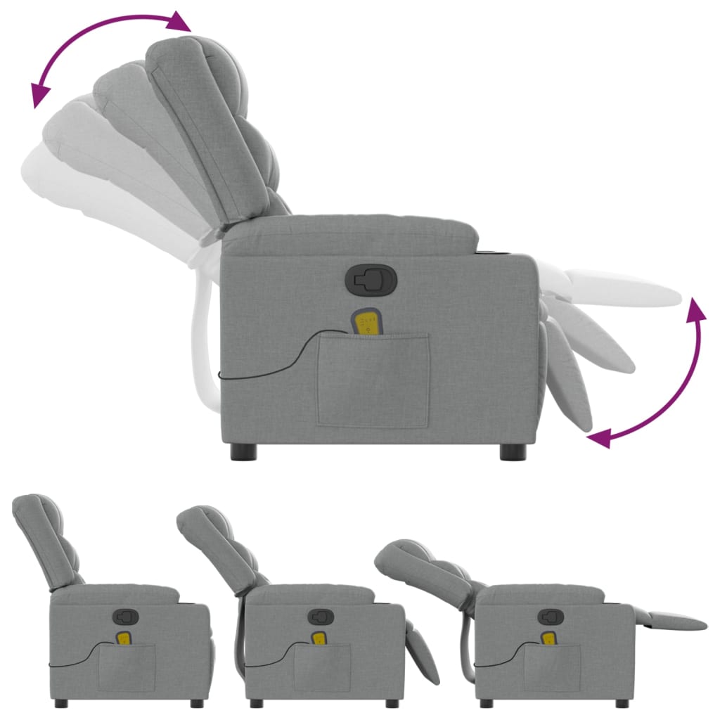Massagestoel Lichtgrijze Stof 1