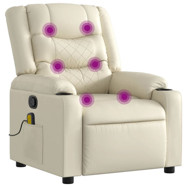 Massagestoel van kunstleer in crèmekleur
