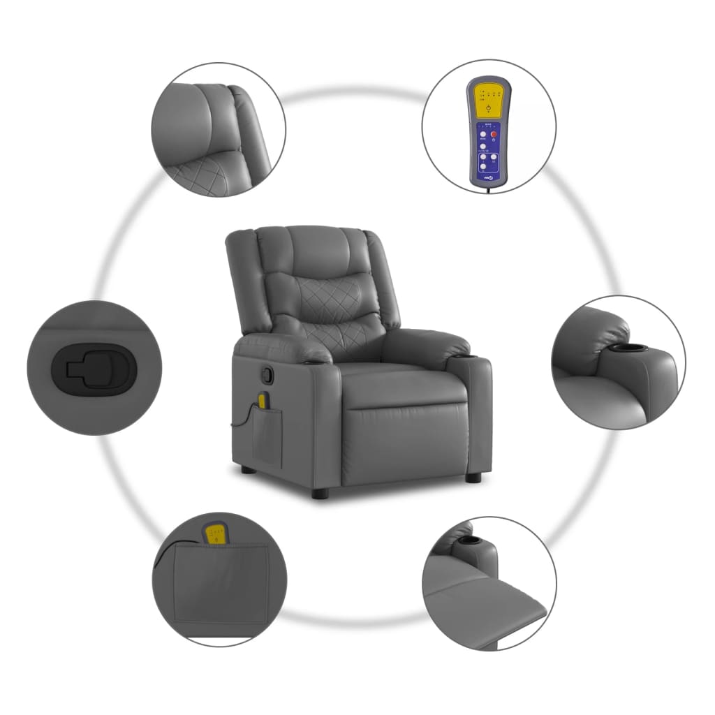 Massagestoel van grijs kunstleer