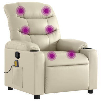 Massagestoel van kunstleer in crèmekleur