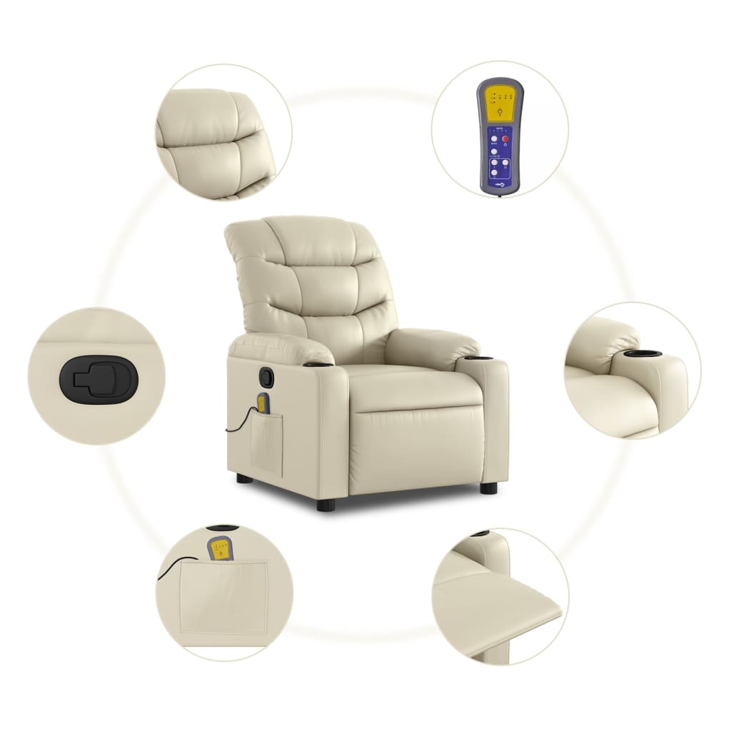 Massagestoel van kunstleer in crèmekleur