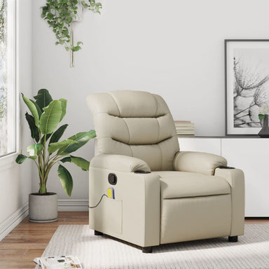 Massagestoel van kunstleer in crèmekleur