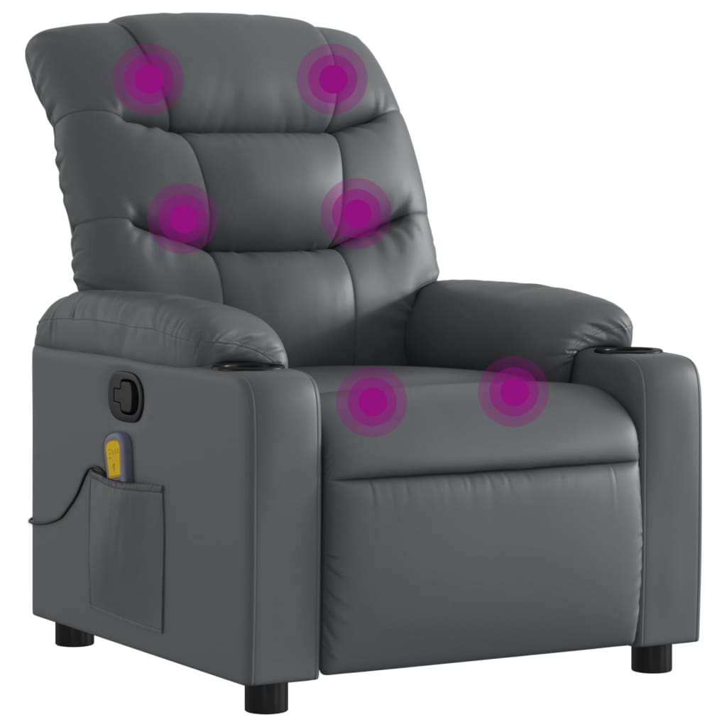 Massagestoel van grijs kunstleer