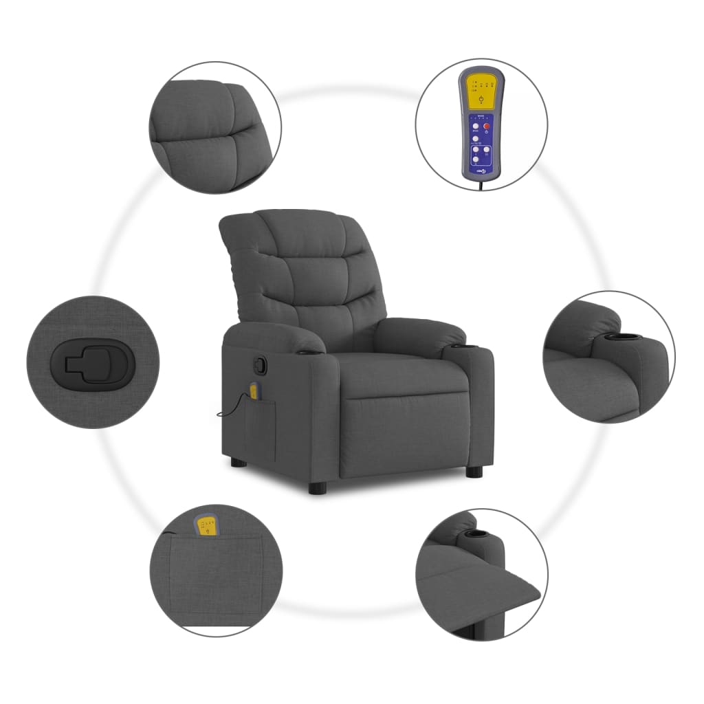 Massagestoel in donkergrijze stof