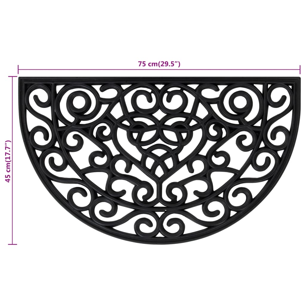Deurmat halfrond 45x75 cm rubber