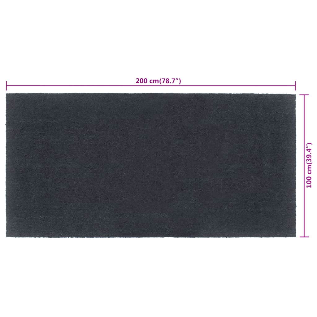 Deurmat 100x200 cm getufte kokosvezel donkergrijs