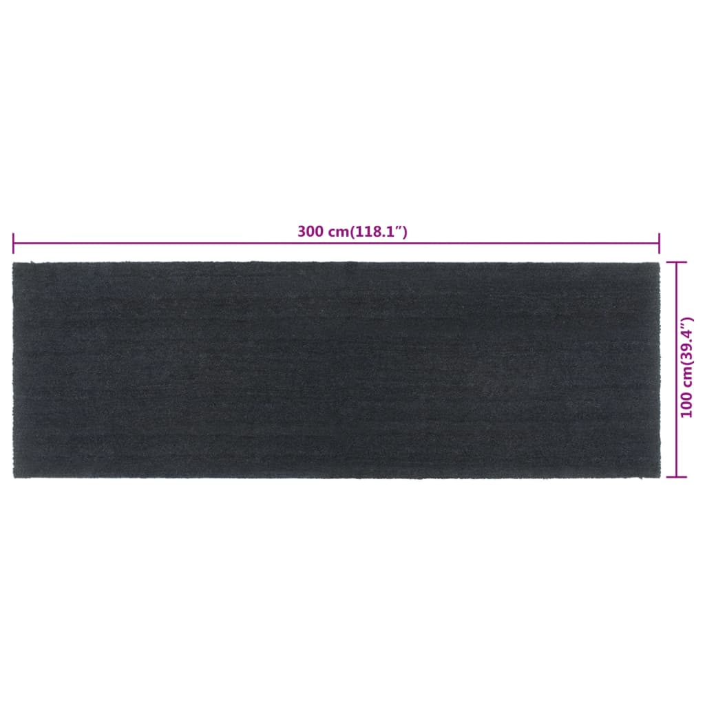 Deurmat 100x300 cm getufte kokosvezel donkergrijs