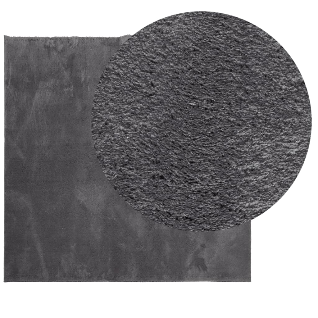 Vloerkleed HUARTE laagpolig zacht wasbaar 200x200 cm antraciet